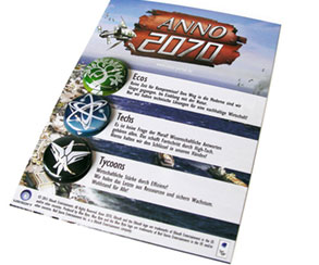 Tarjeta postal con 3 Chapas de 25mm, Anno 2070