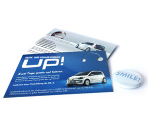 tarjeta de visita con Chapa de 25mm, VW Up!